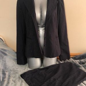 Navy Blue Pinstripe Pantsuit